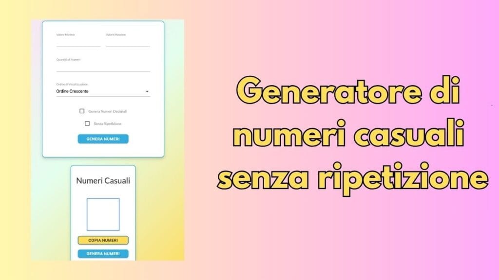Generatore di numeri casuali senza ripetizione: Estrazione Numeri Online