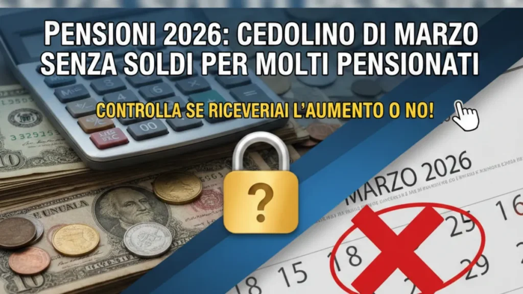 Pensioni 2026: Cedolino di Marzo senza soldi per molti Pensionat